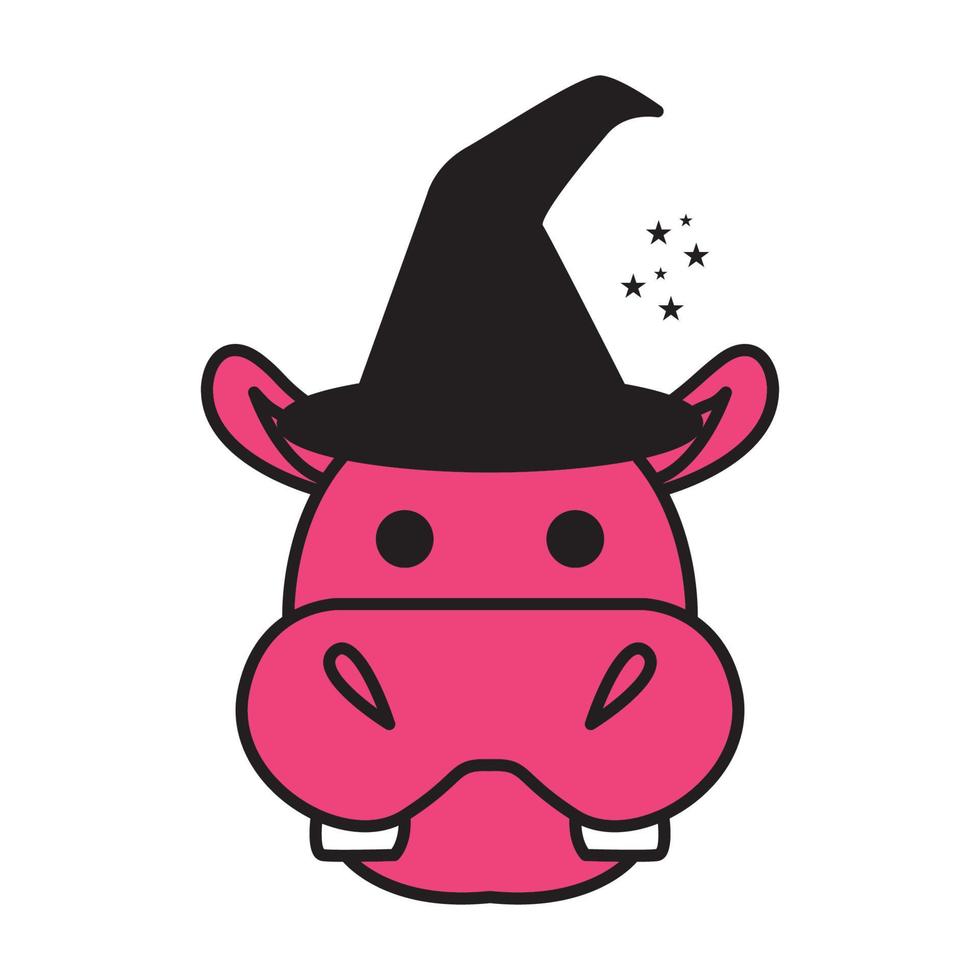 fofo hipopótamo bruxa logotipo símbolo vetor ícone ilustração design gráfico