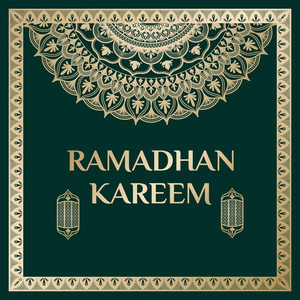 saudação de ramadan kareem, ilustração de ornamento islâmico quadrado de fundo de post de alimentação vetor