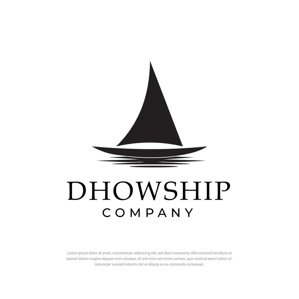 silhueta de design de logotipo dhow, veleiro tradicional, modelo de design simples vetor