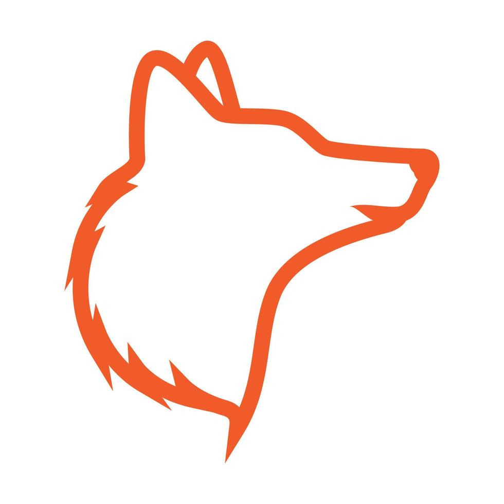 linhas de cabeça laranja símbolo de logotipo de raposa ou lobo vector ícone ilustração design gráfico