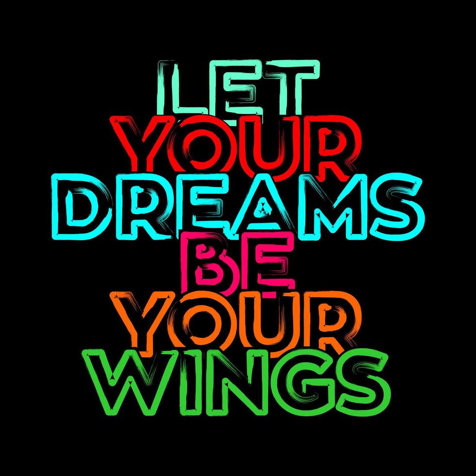 deixe seus sonhos serem seu design de vetor de tipografia de asas