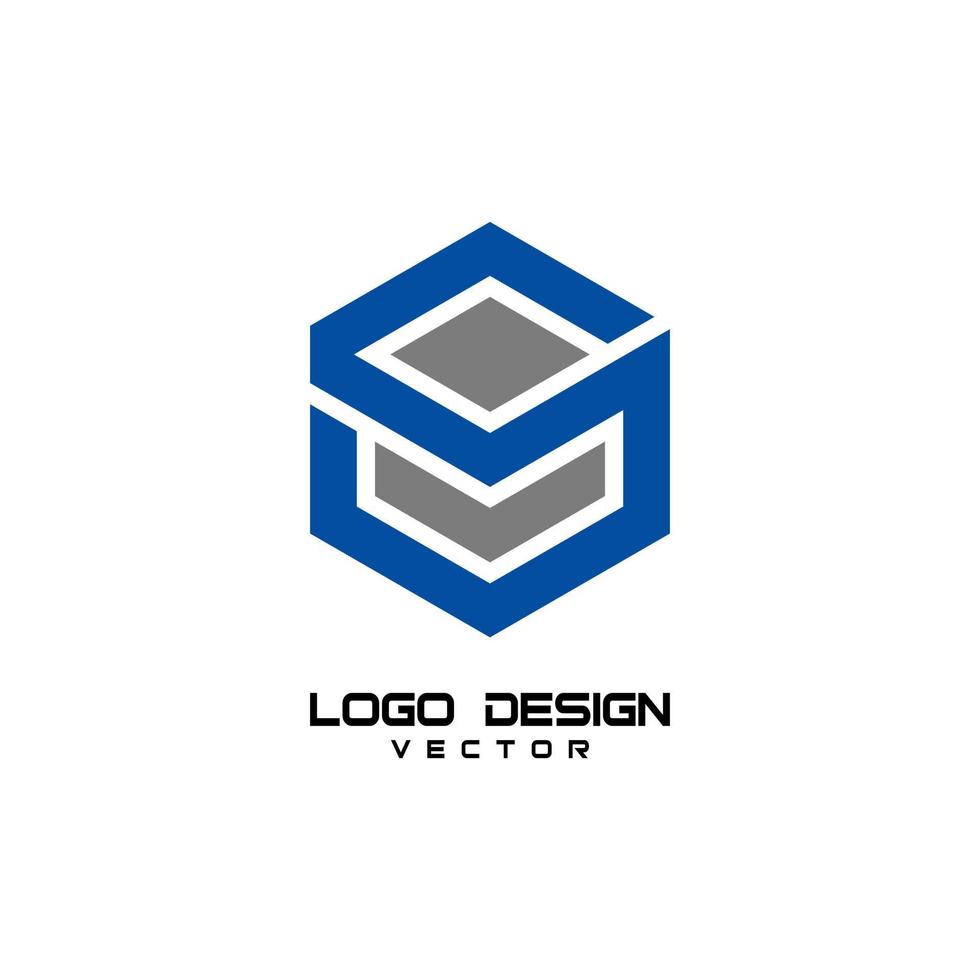 design do logotipo da carta do cubo vetor