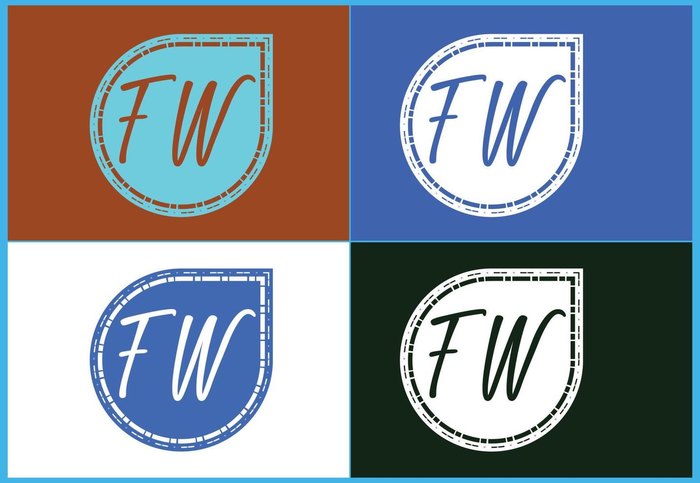 fw letter novo logotipo e design de ícones vetor