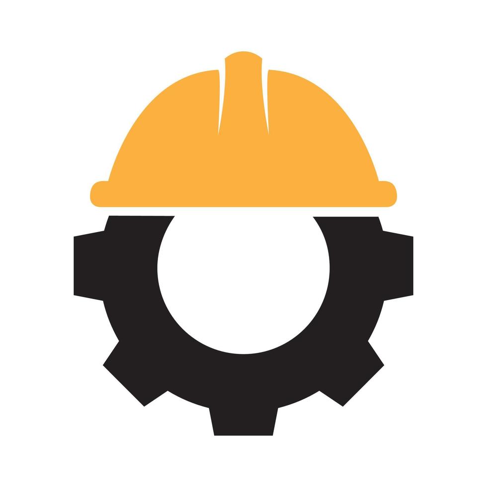 leme de construção com logotipo de engrenagem símbolo vetor ícone ilustração design gráfico