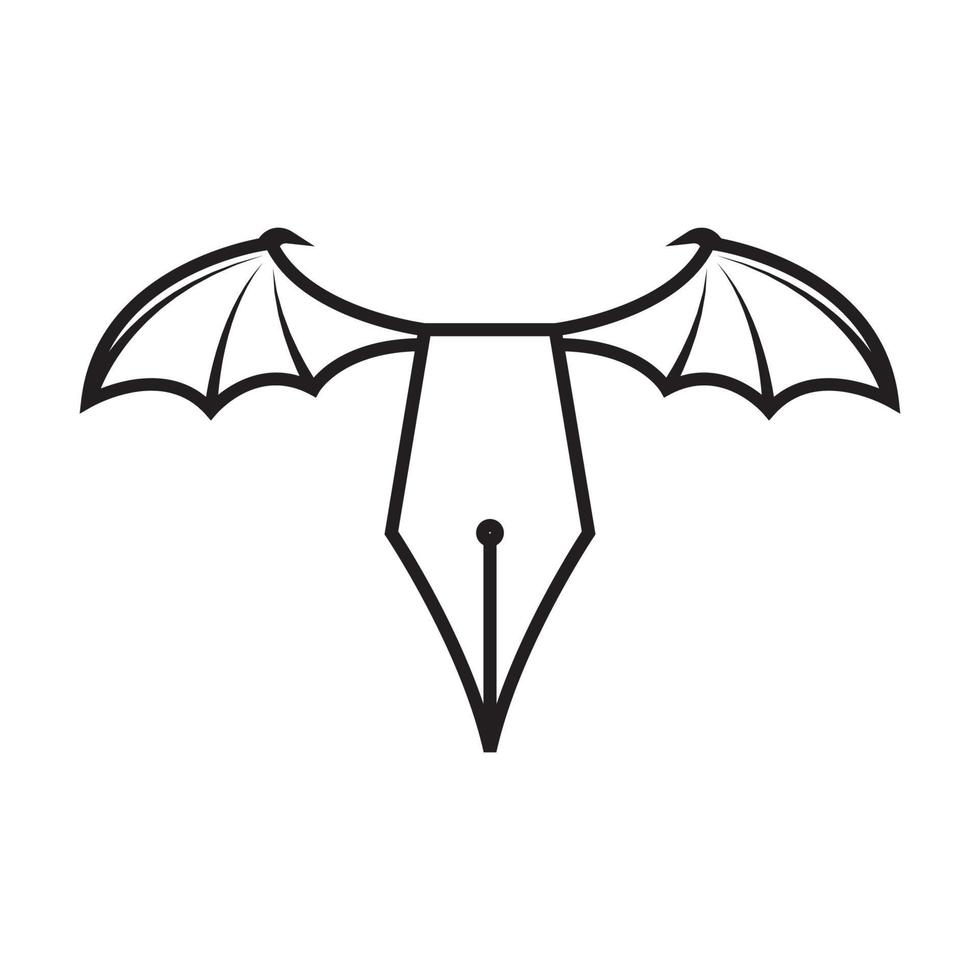 lápis de linhas com asas logotipo de morcego símbolo vetor ícone ilustração design gráfico