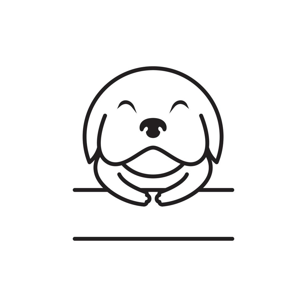 cachorro gordo de rosto bonito com design de logotipo de linha de banner, ideia criativa de ilustração de ícone de símbolo gráfico vetorial vetor