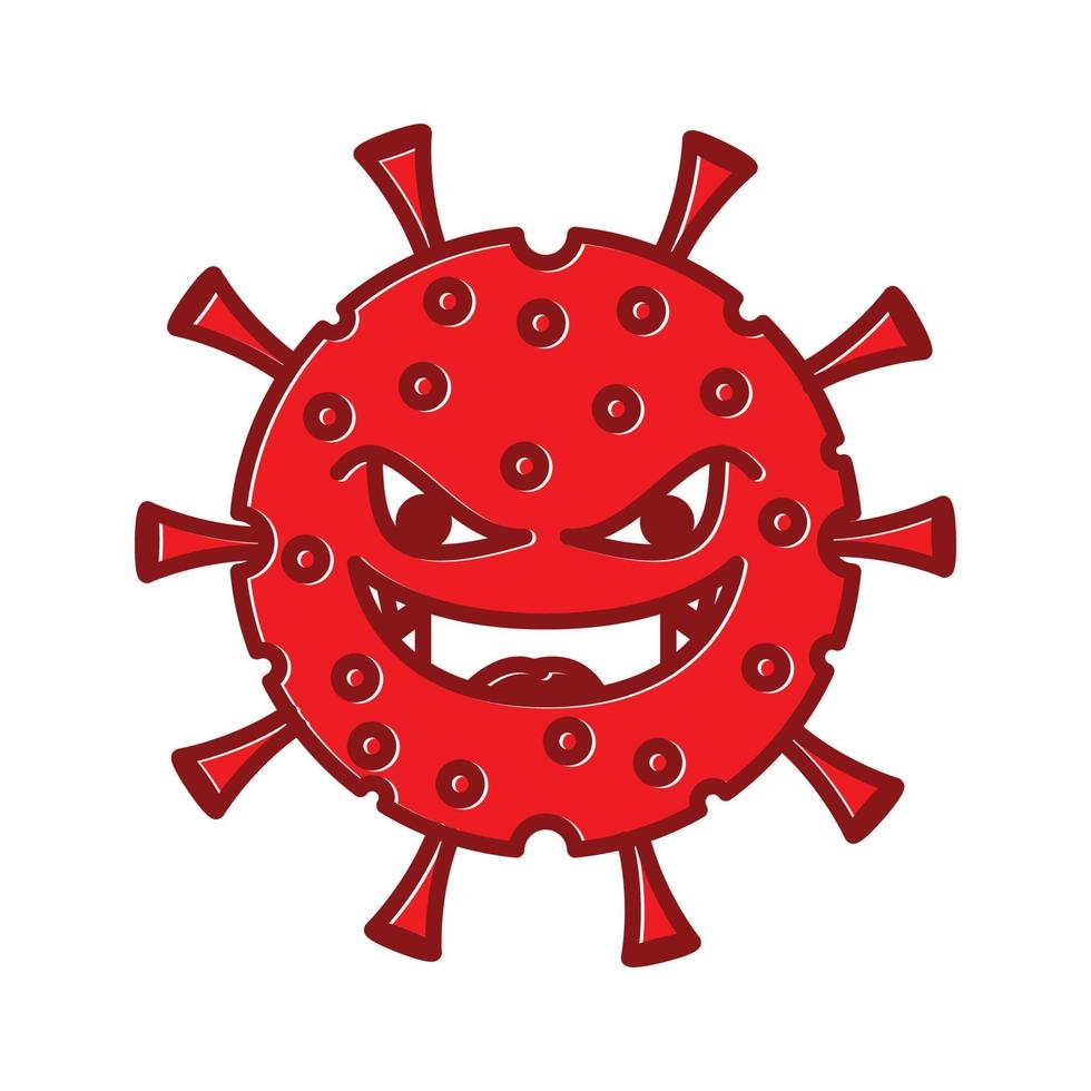 design de ilustração de ícone de vetor de logotipo de vírus corona de monstro vermelho abstrato