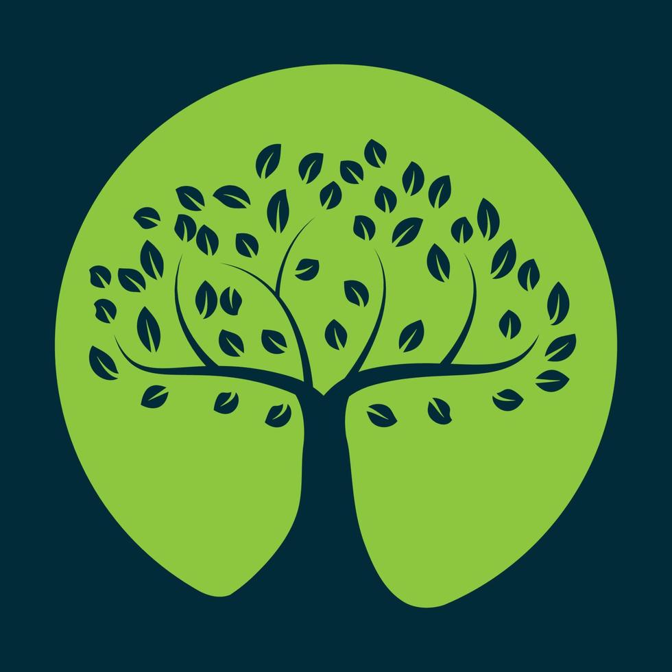 grande árvore natureza floresta na ilustração de símbolo de ícone de vetor de design de logotipo de círculo verde