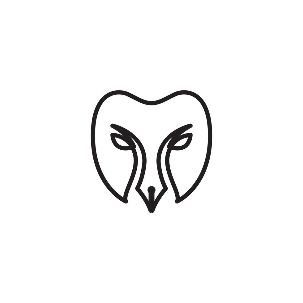 lápis arte cabeça coruja design de logotipo vetor gráfico símbolo ícone ilustração ideia criativa