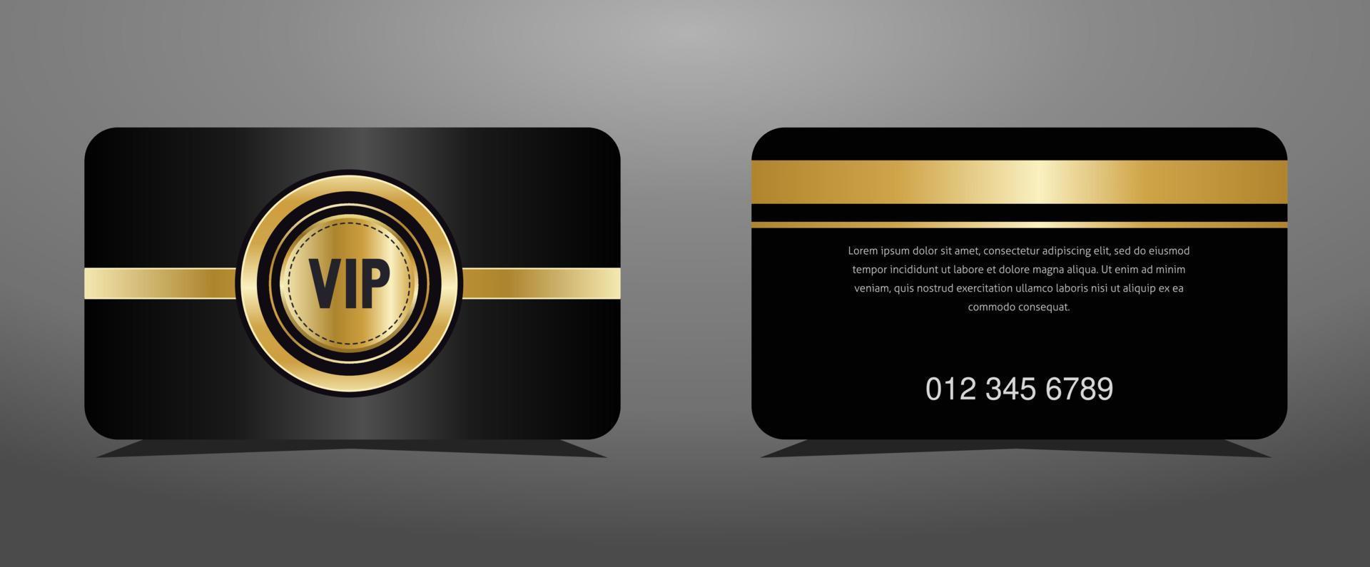 cartão vip de ouro de luxo e fundo preto elegante, design de luxo para membros vip. vetor