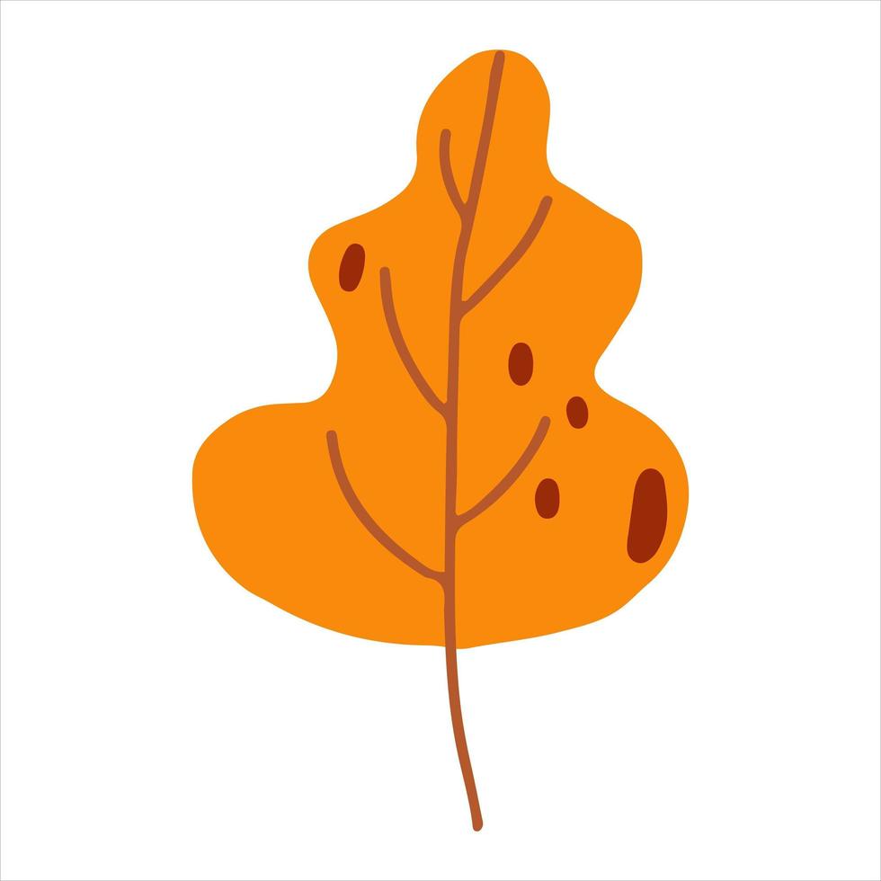 folha de outono desenhada à mão em estilo simples de desenho animado. ilustração vetorial de outono para vestuário de bebê, design têxtil e de produto, papel de parede, papel de embrulho, cartão, scrapbooking vetor
