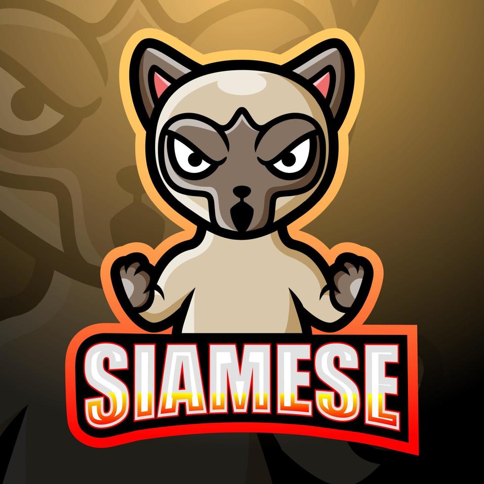 design de logotipo esport de mascote siamês vetor