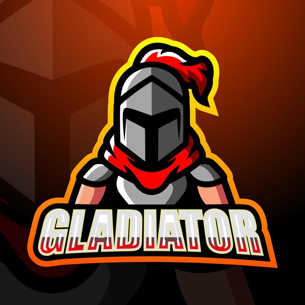 design de logotipo de esport de mascote gladiador vetor