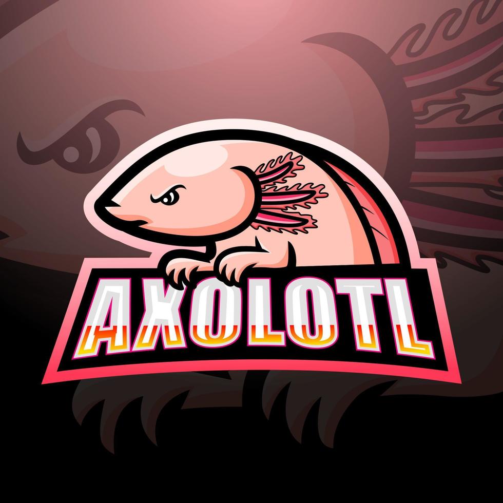 design de logotipo de esport de mascote axolotl vetor