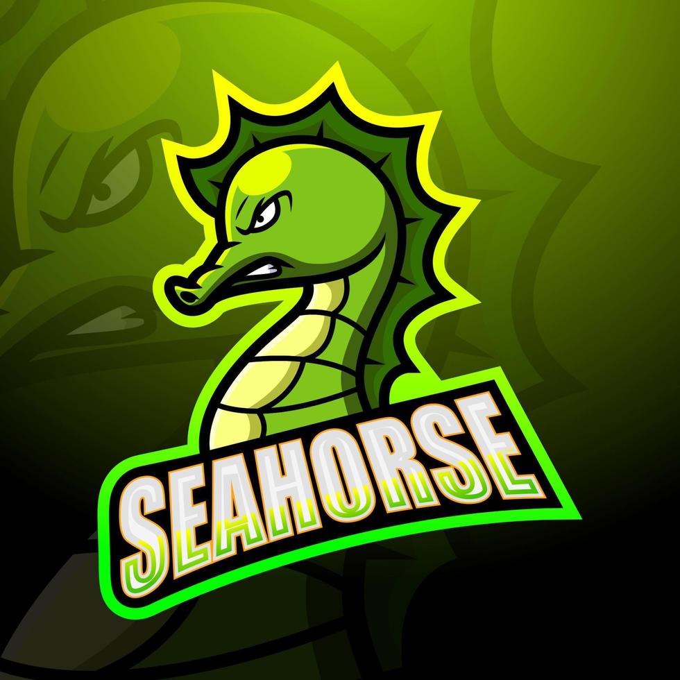 design de logotipo de esport de mascote de cavalo-marinho vetor