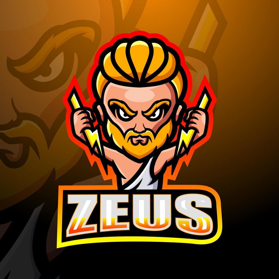 Design de logotipo do mascote Zeus Esport vetor