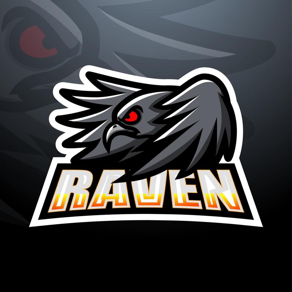 Design do logotipo do mascote raven esport vetor