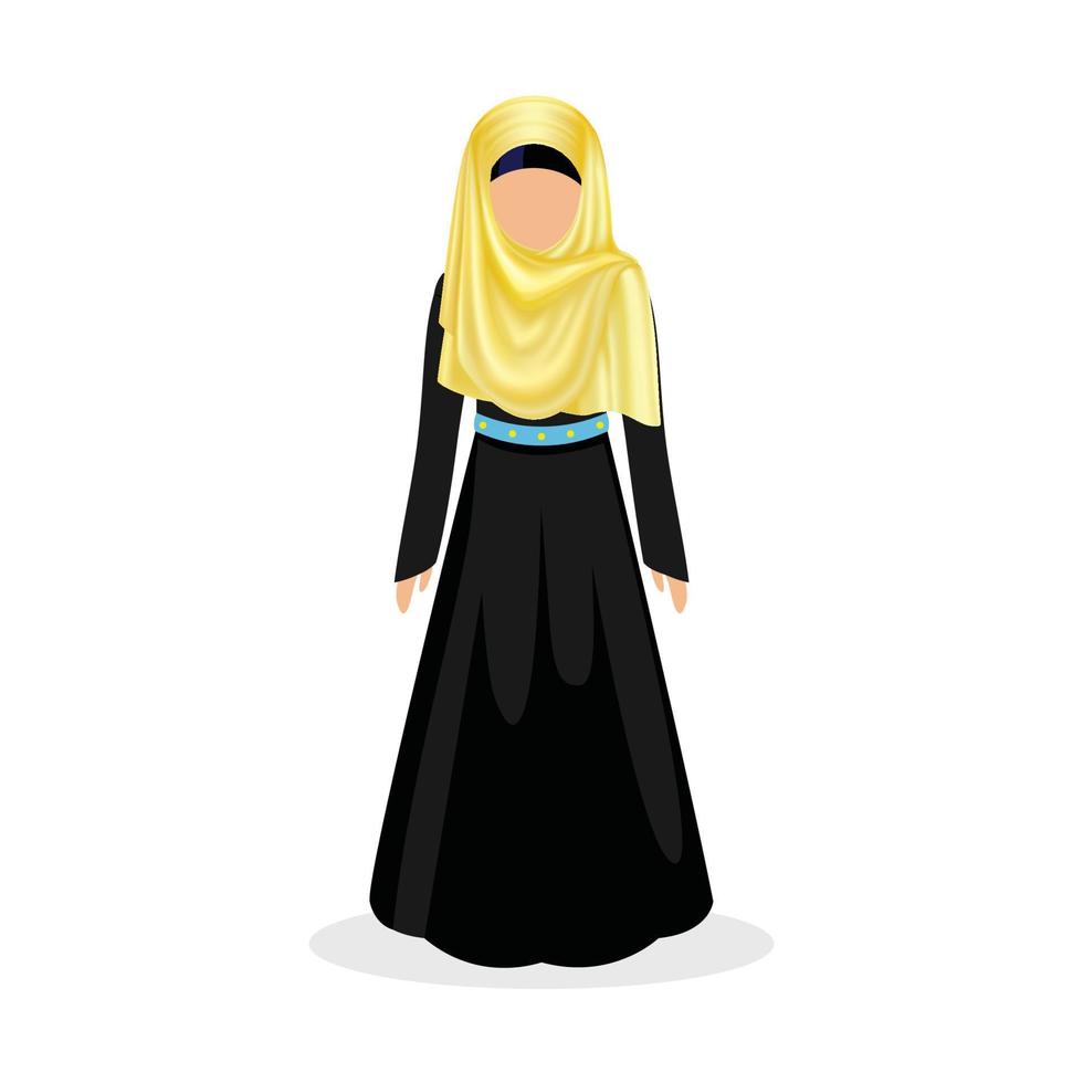 mulher do oriente médio. hijab árabe tradicional, roupas de menina de etnia vetor