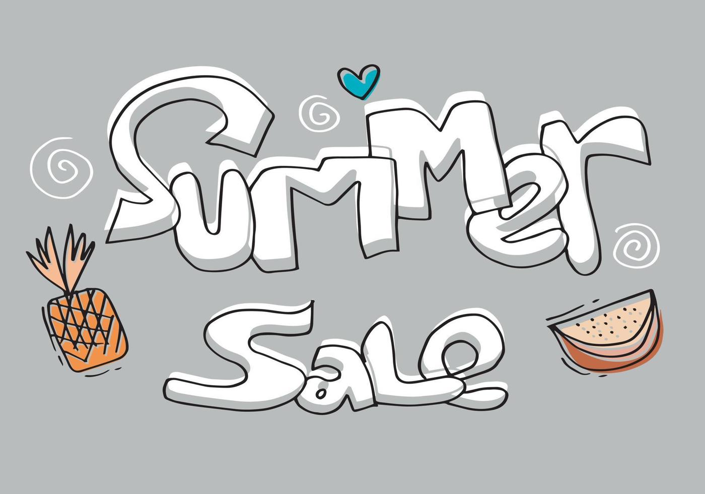 modelo de banner de venda de verão com doodle style.banner para ilustração sazonal sales.vector. vetor