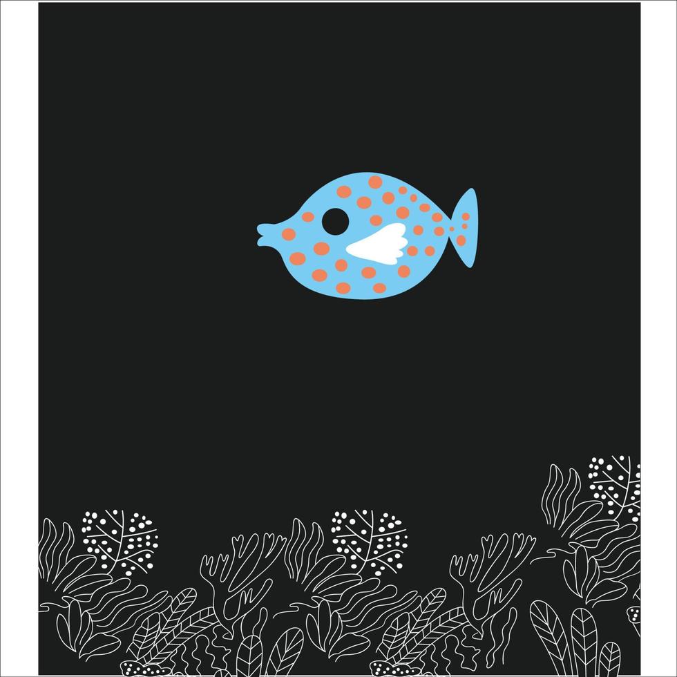 ilustração vetorial de design desenhado à mão de personagem de peixe vetor