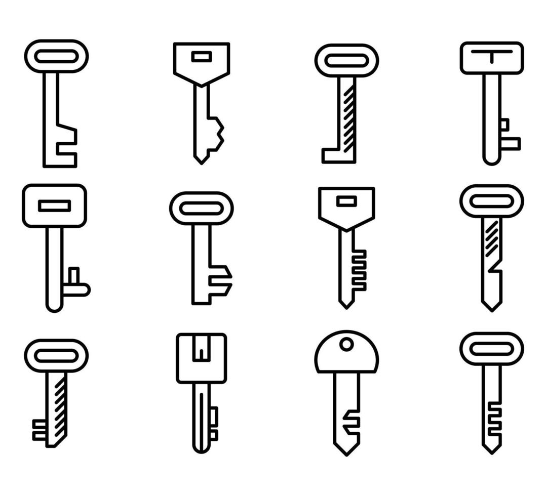 ícones de chave e cadeado vetor