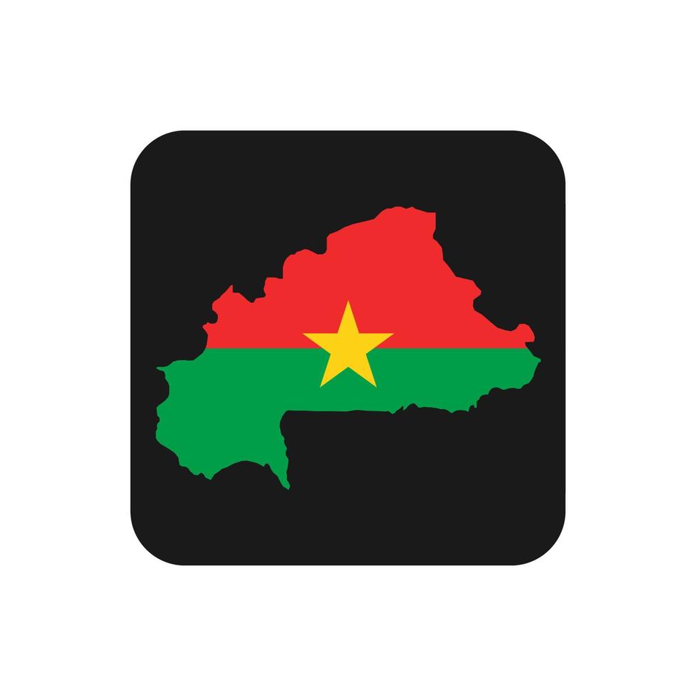 silhueta do mapa de Burkina Faso com bandeira em fundo preto vetor