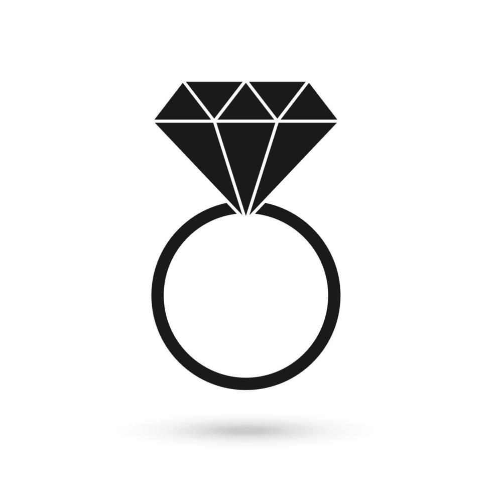 ícone plano de anel de diamante de dia dos namorados vetor