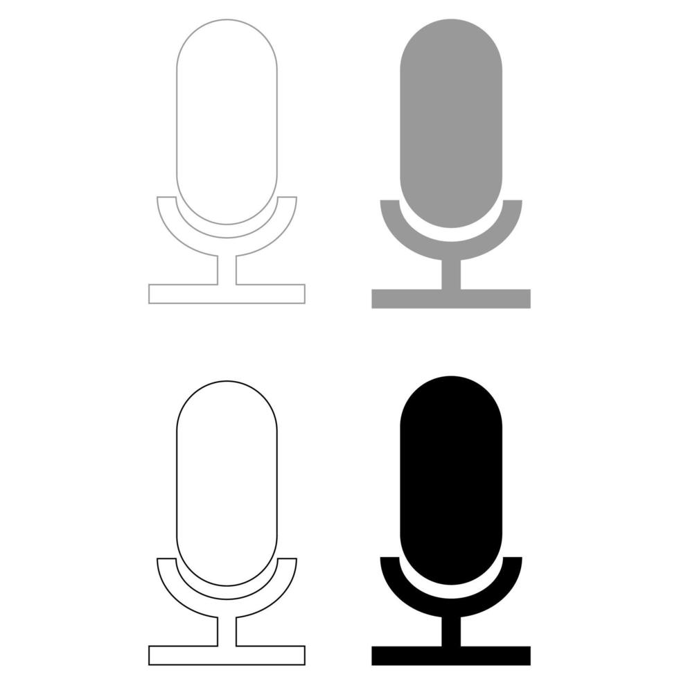microfone o ícone de cor cinza preto definido vetor