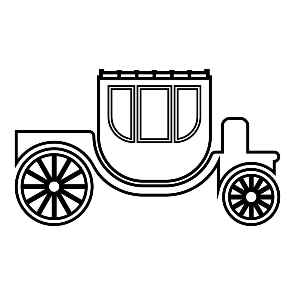 carruagem brougham carrinho elegância transporte estilo vintage contorno linha ícone cor preta ilustração vetorial imagem estilo plano fino vetor