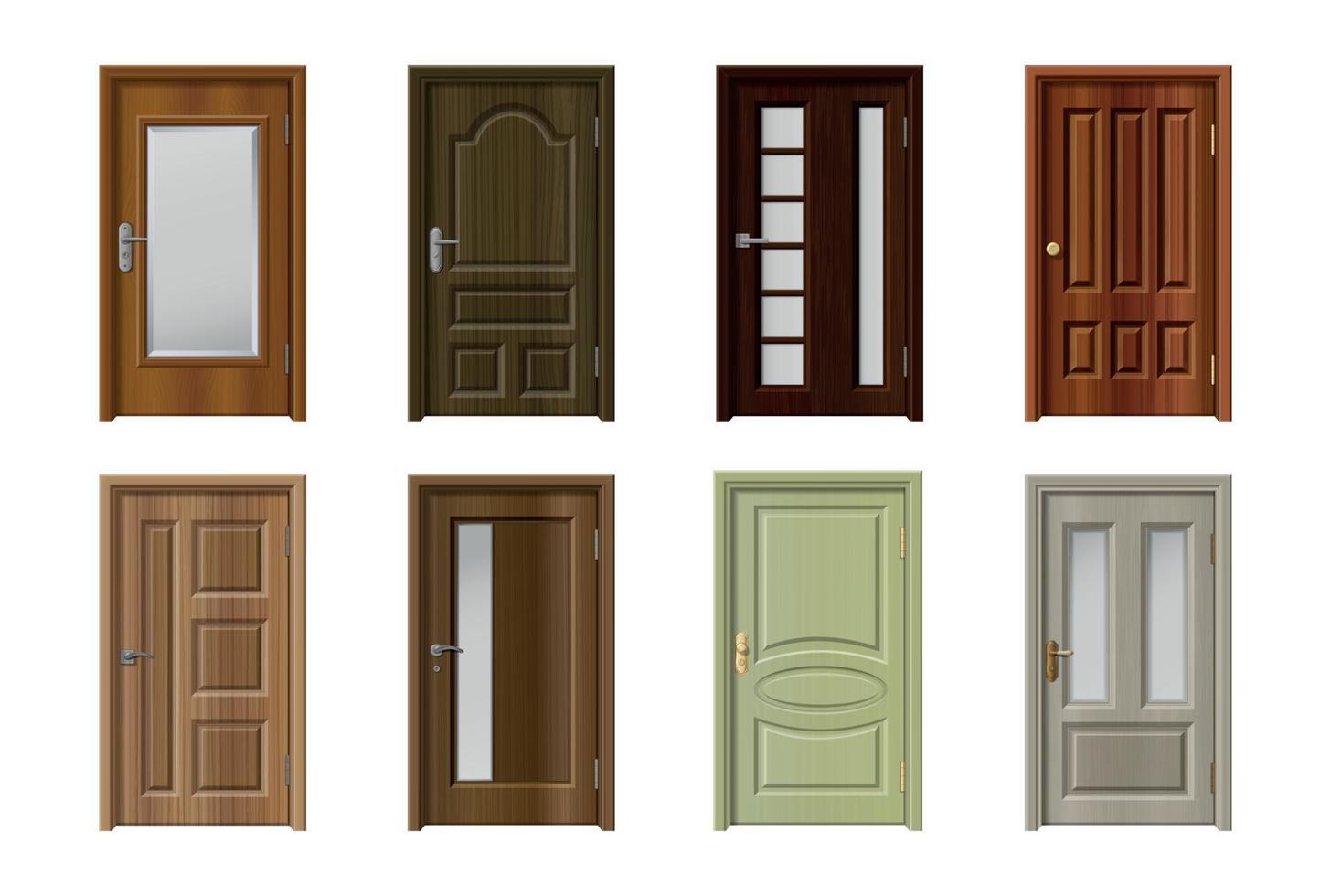conjunto de ícones de portas realistas vetor