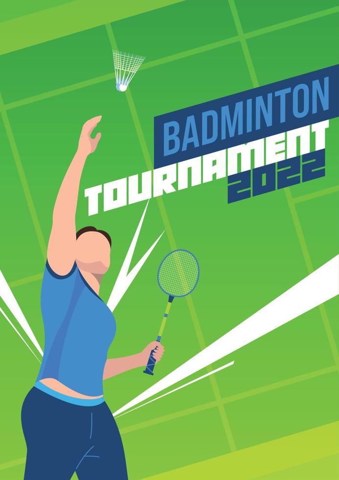 cartaz de badminton plano vetor