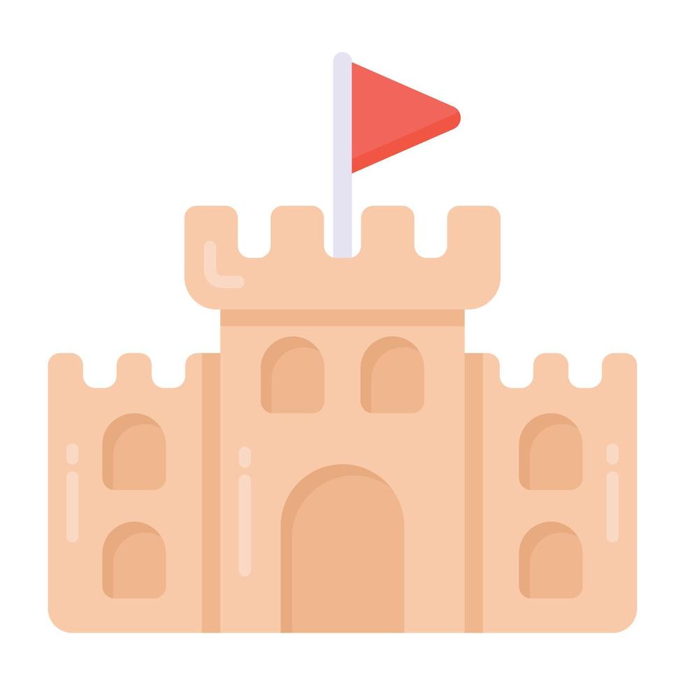 edifício com bandeira denotando ícone de estilo plano do castelo vetor