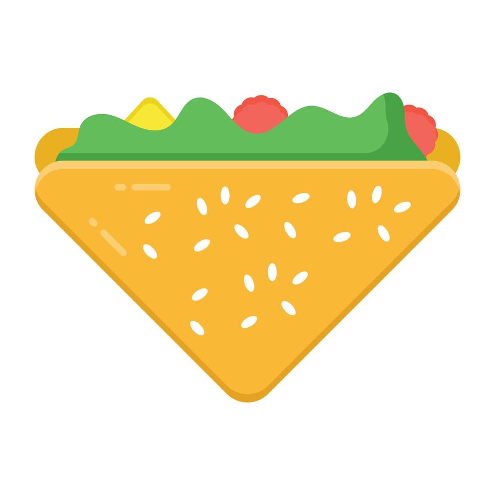 estilo de ícone plano de sanduíche, conceito de fast food vetor