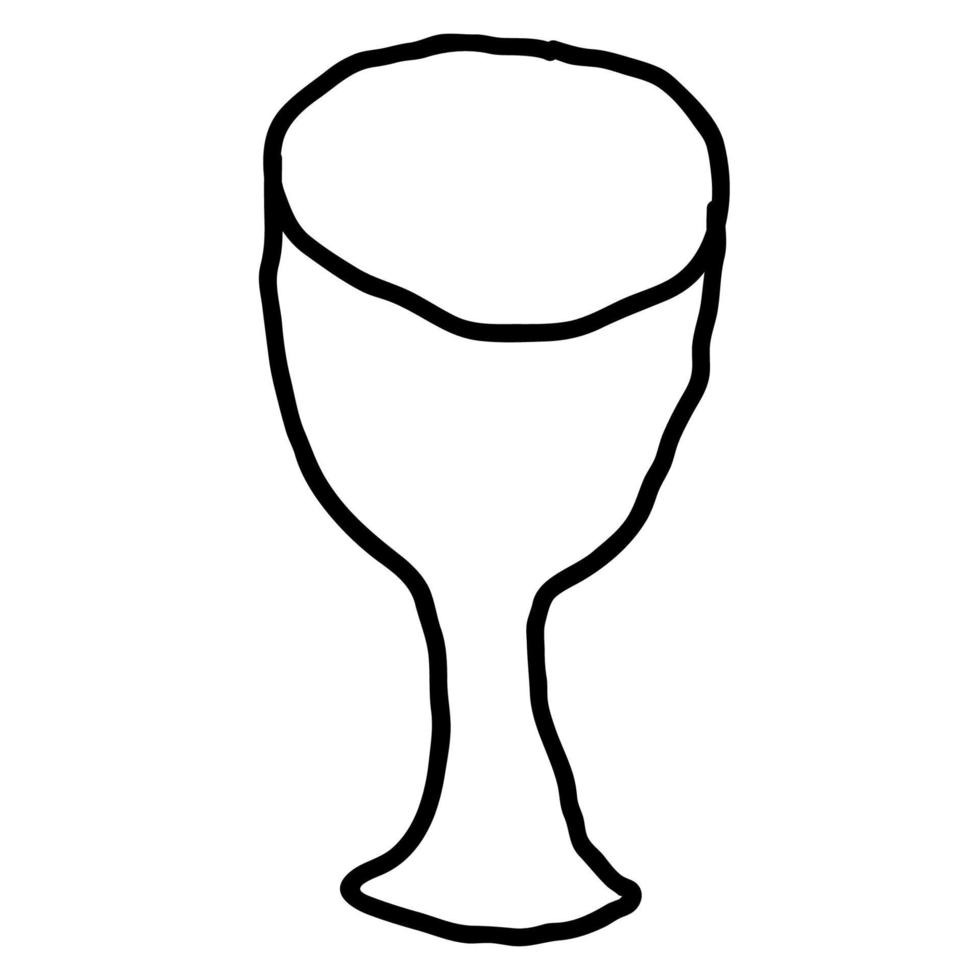 copo de vinho linear doodle dos desenhos animados isolado no fundo branco. vetor