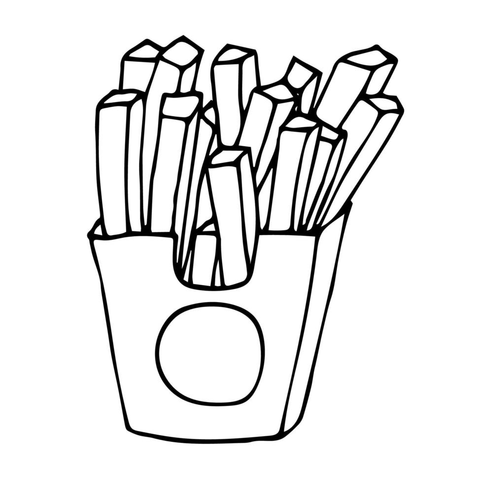 cartoon doodle batatas fritas isoladas no fundo branco. comida sem qualidade. batata frita. vetor
