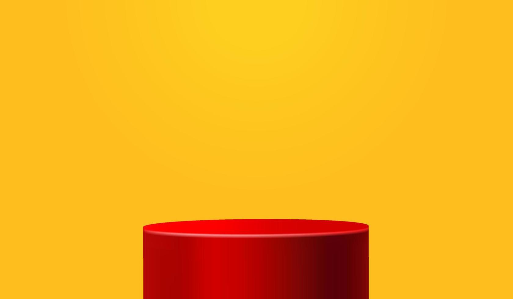 publicidade de pedestal de pódio vermelho para exibição de produtos em estúdio em branco, forma cilíndrica para apresentação de produtos vetor