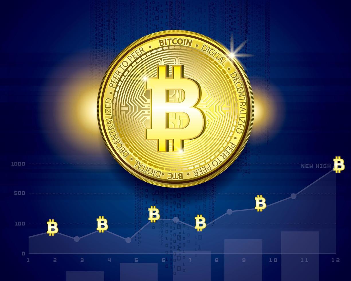 design simbólico de bitcoin de moeda criptográfica, vetor de conceito de moeda digital.