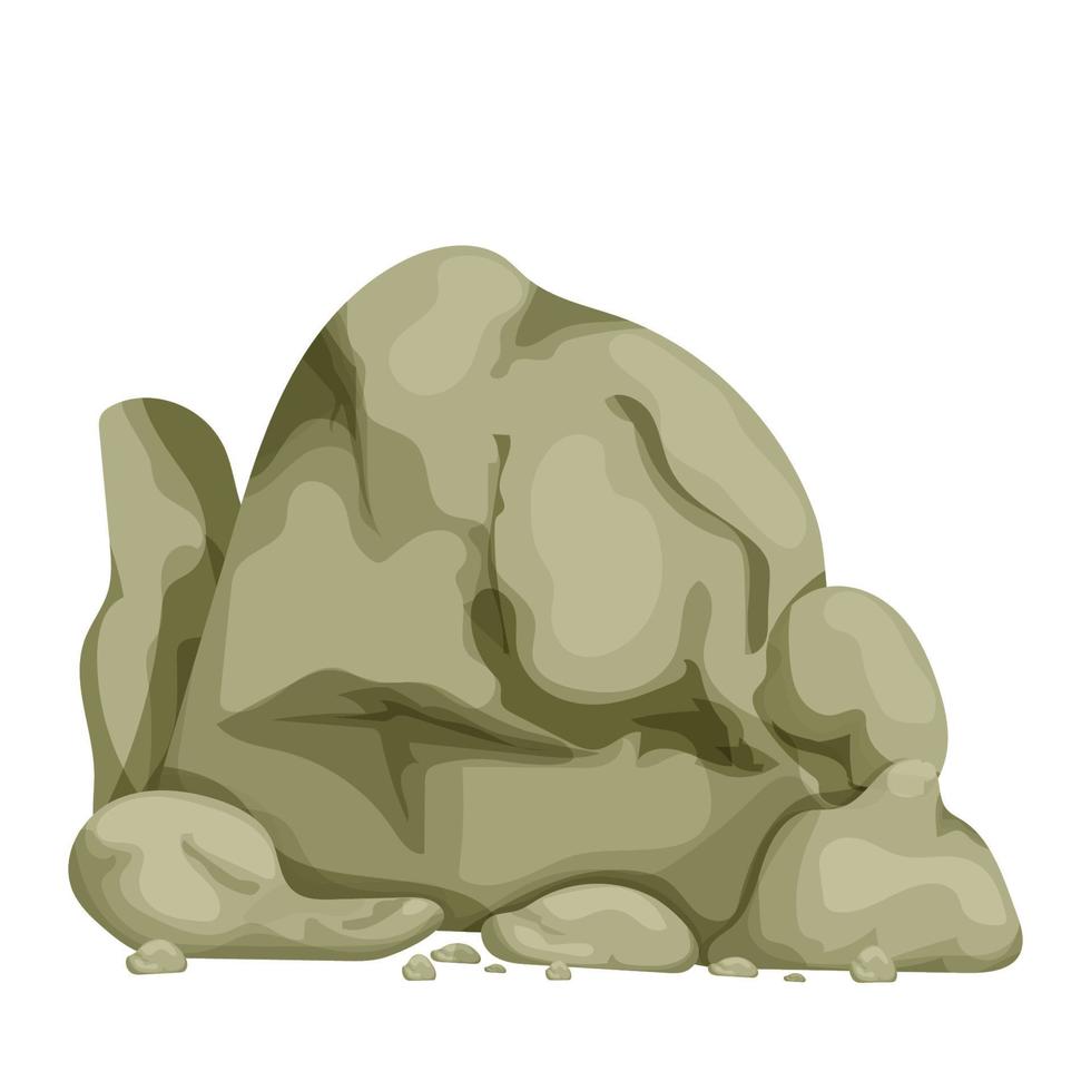 pilha de pedra, construção de rocha pesada em estilo cartoon, isolado no fundo branco. desenho detalhado mineral, textura antiga, decoração de pedregulho. ilustração vetorial vetor