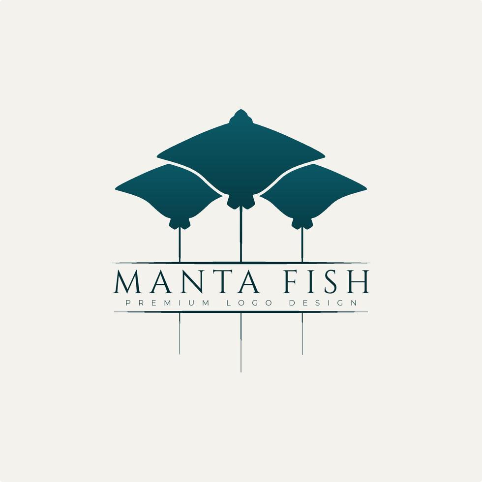 design de logotipo minimalista moderno de peixe manta vetor