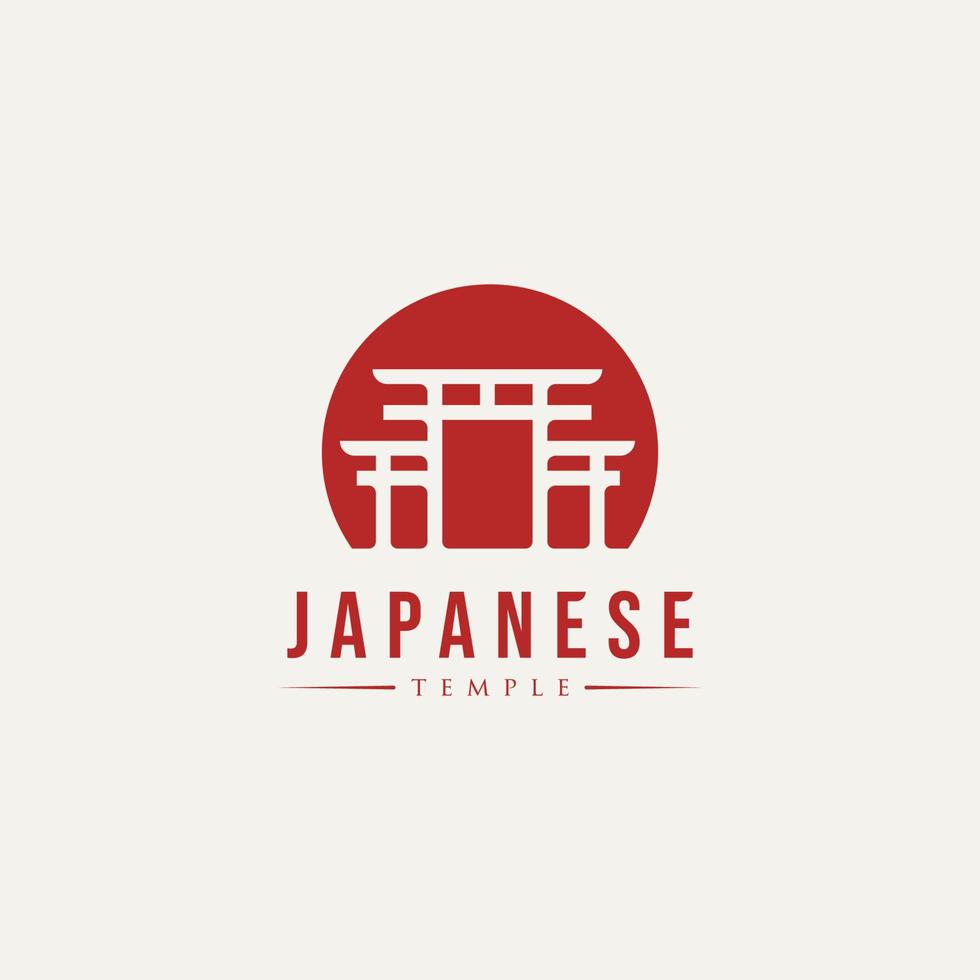 logotipo simples do marco do templo do portão torii japonês vetor