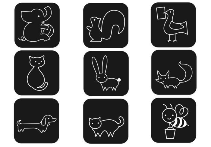 Pacote de vetores de animais de desenhos animados