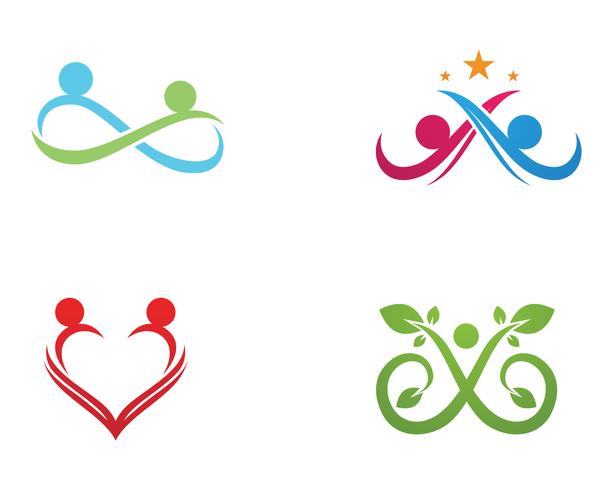 Infinity people Adoption and community care Ícone de vetor de modelo de logotipo