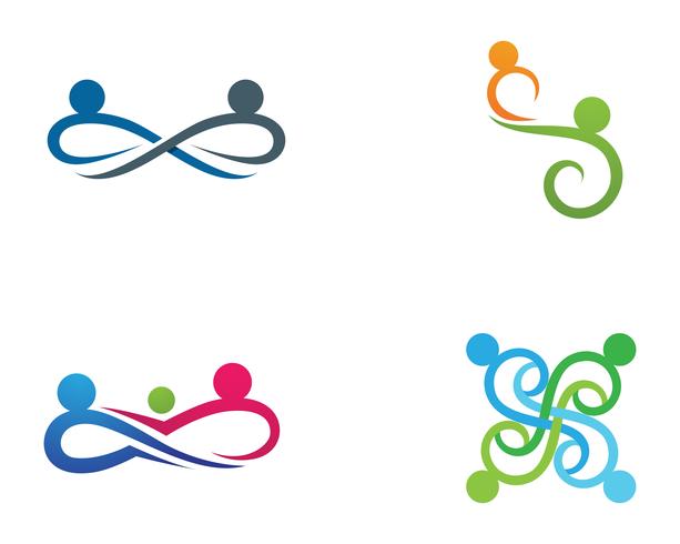 Infinity people Adoption and community care Ícone de vetor de modelo de logotipo