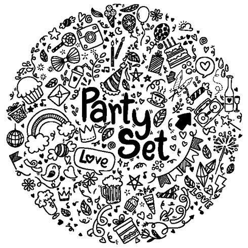 Vector ilustração mão desenhada doodle estilo doodle Feliz aniversário ementevent festa definida