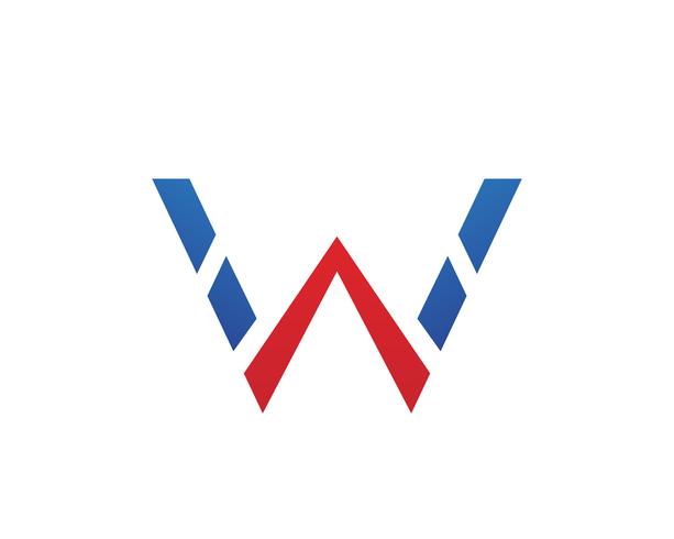 Logotipo do negócio de cartas de w e modelo de símbolos vetor