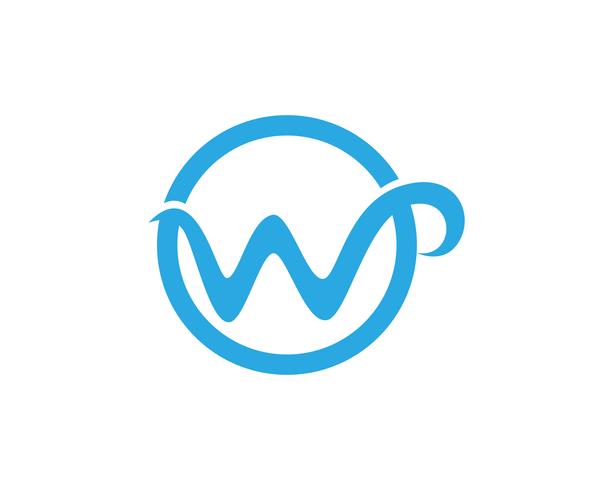 Logotipo do negócio das letras de W e molde dos símbolos, vetor