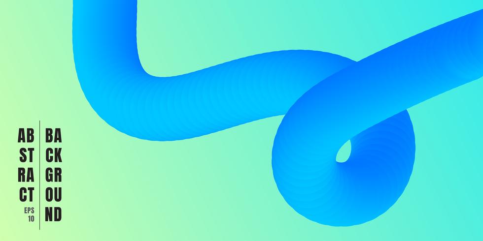 A onda fluida da cor azul criativa abstrata do projeto 3d e a espiral dão forma no fundo verde. Você pode usar para brochura. cartaz, banner web, folheto, flyer, impressão, etc vetor