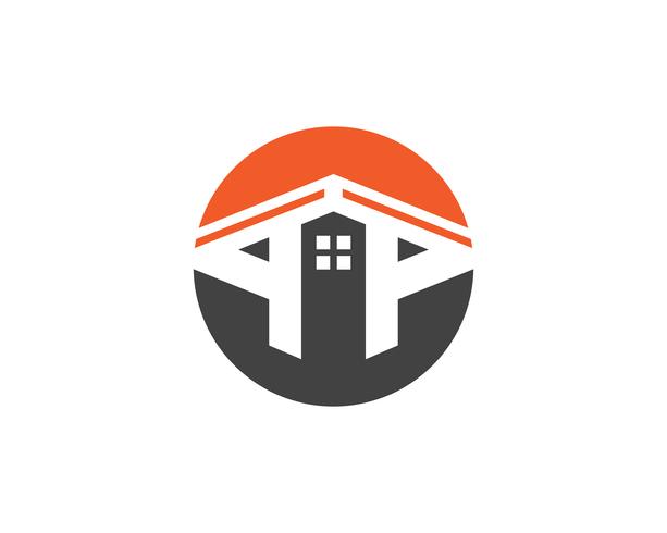 logotipo das construções home e molde dos ícones dos símbolos, vetor