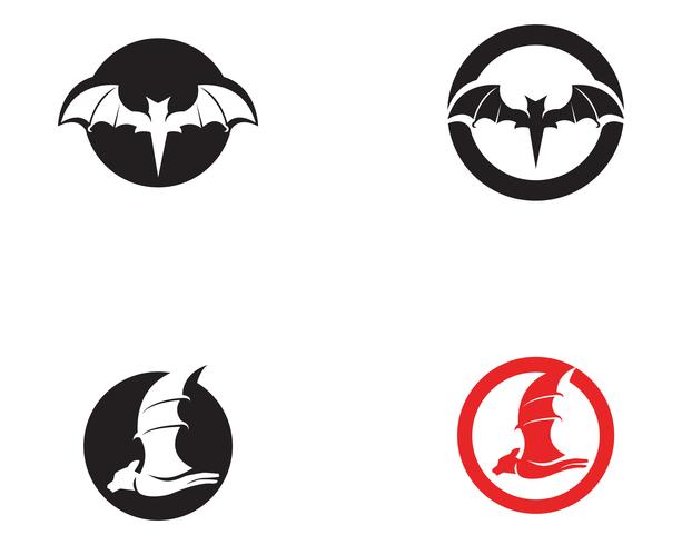 Bat black logo template fundo branco ícones app vetor