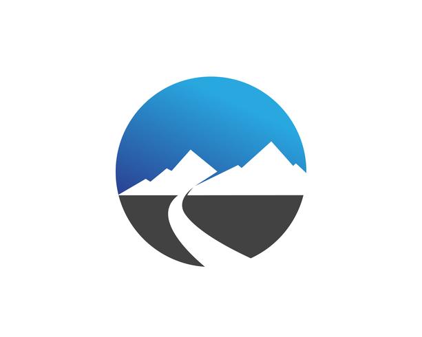 Logotipo da paisagem da natureza da montanha e molde dos ícones dos símbolos. vetor